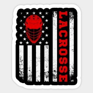 Lacrosse Player USA American Flag Sticker